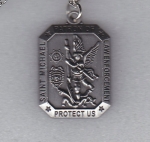 Saint (St.) Michael Patron of Law Enforcement Protect Us Necklace/Pendant Nickel